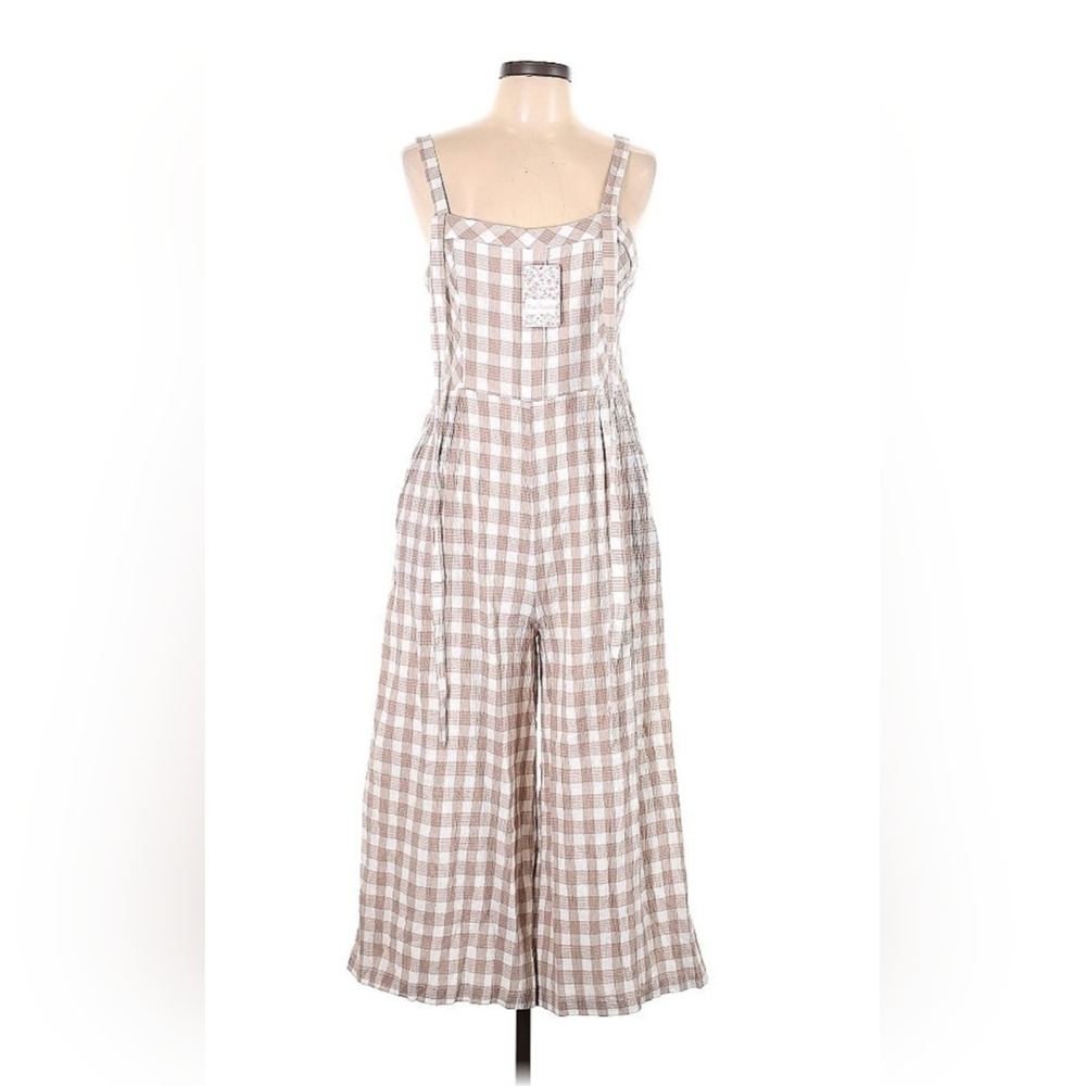 Free People Checkered Tan Jumpsuit